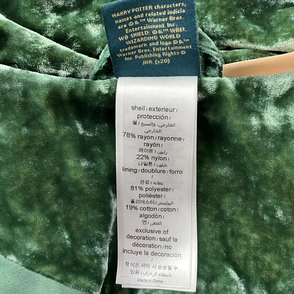 Pottery Barn Teen Slytherin Robe Kids Medium Green Velvet Harry Potter Belted